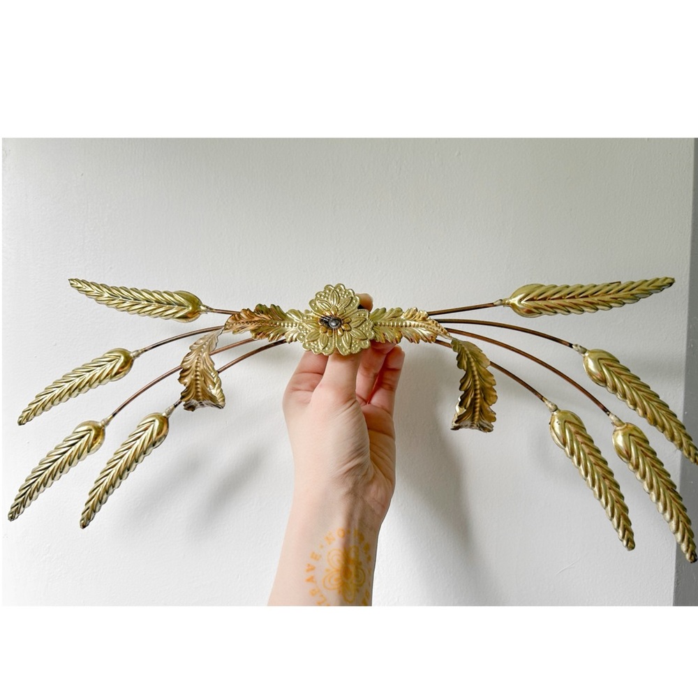 Vintage Mid Century Brass Wheat Wall Decor